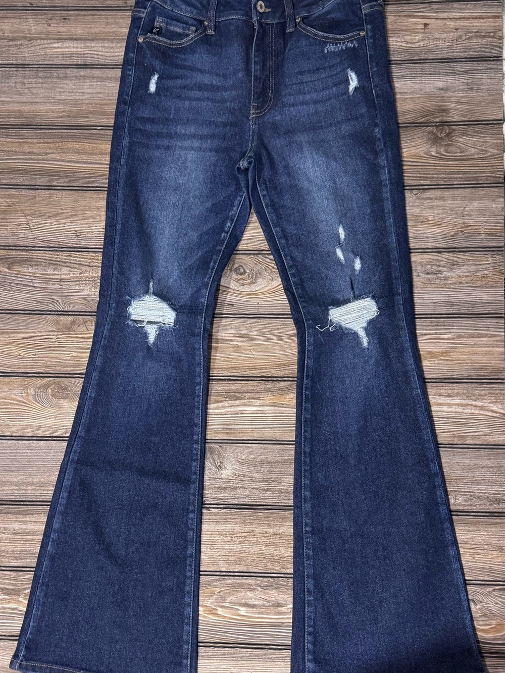 KanCan Dark Blue Distressed Flare Jeans